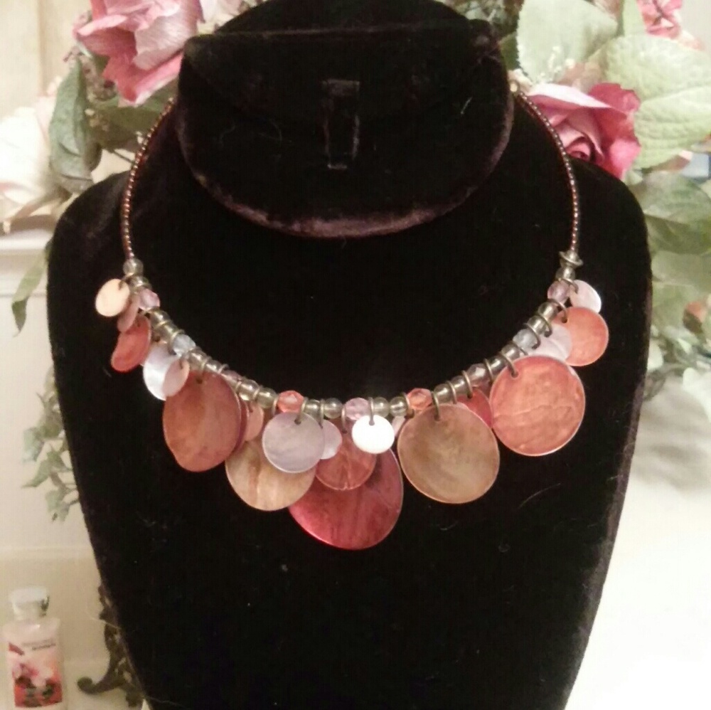 Mother of Pearl and Beaded Choker Necklace